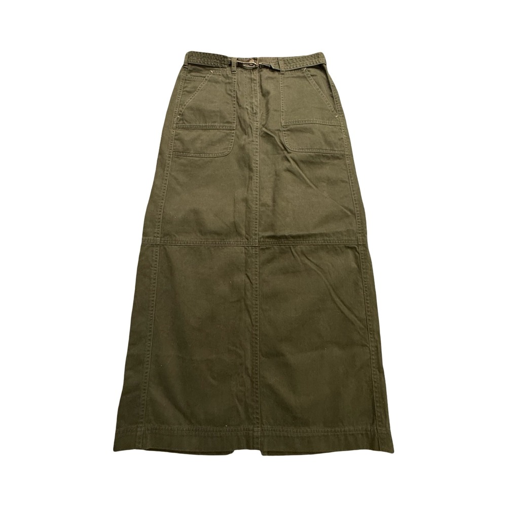 Lauren Ralph Lauren Maxi Skirt Women 6 Olive Green Utility Cotton Twill Western
